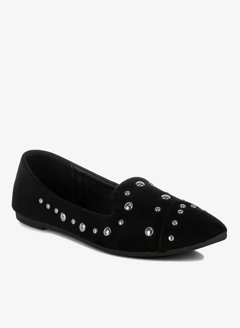 London Rag Black Stud Emebllished Ballet Flats in Black for Women | Best Price UAE
