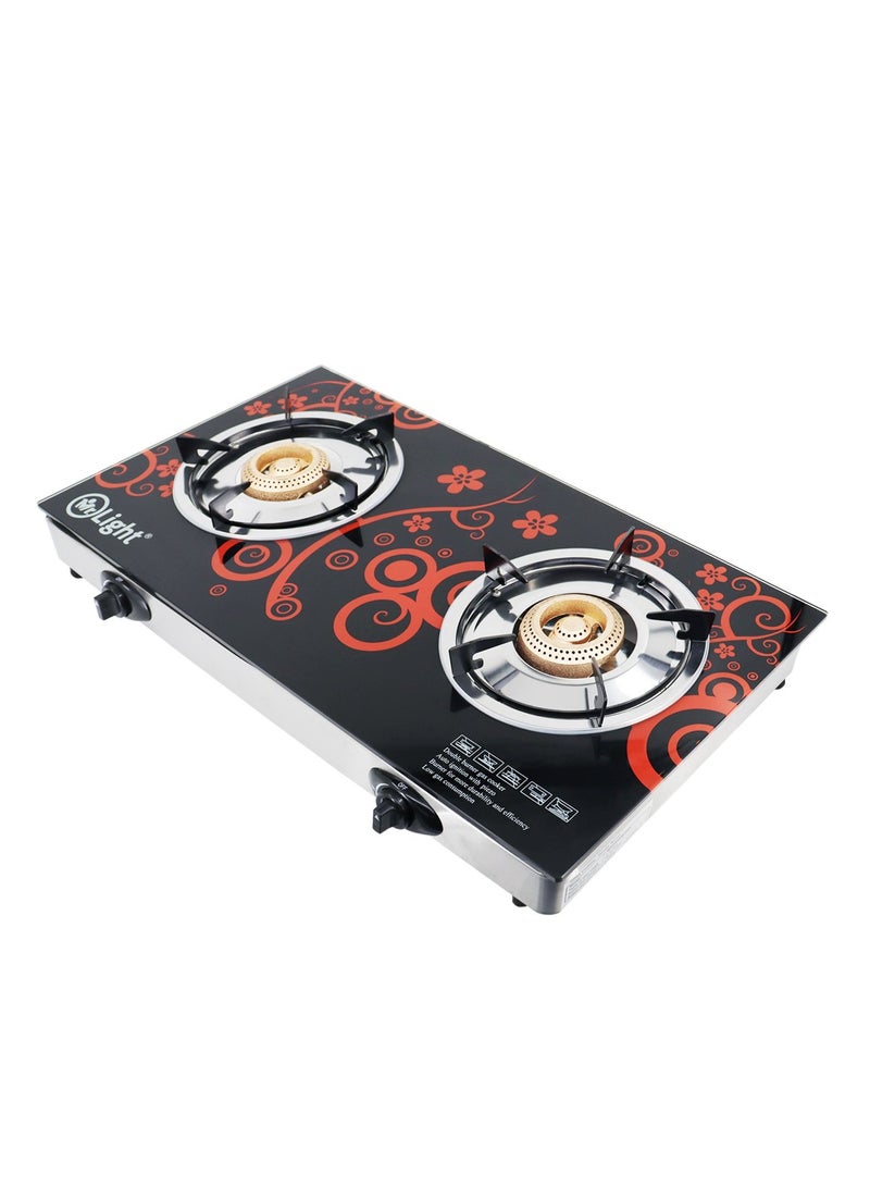 Mr. Light Mr. Light 2 Burner Glass Gas Stove Double Burner Gas Cooker Low Gas Consumption Auto Ignition - Image 1