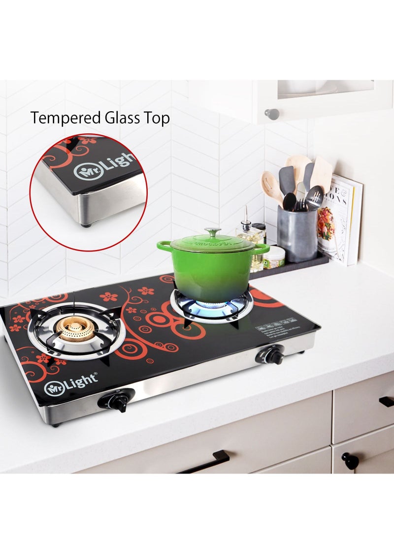 Mr. Light Mr. Light 2 Burner Glass Gas Stove Double Burner Gas Cooker Low Gas Consumption Auto Ignition - Image 4