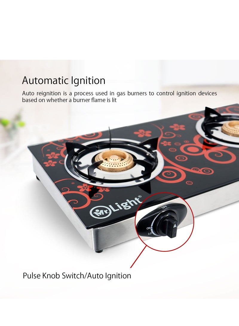Mr. Light Mr. Light 2 Burner Glass Gas Stove Double Burner Gas Cooker Low Gas Consumption Auto Ignition - Image 2