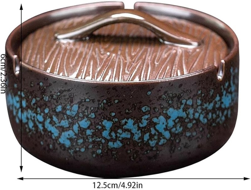 Blue Ceramic Snowflake Ashtray Chinese Style Ornament Coffee Table Gift For Patio - Image 3