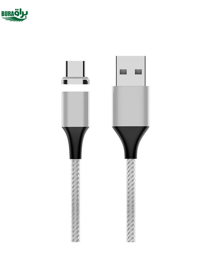 BURAQ M11 5A USB to USB-C / Type-C Nylon Braided Magnetic Data Cable, Cable Length: 2m (Silver)  - Image 1