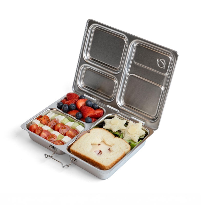 PlanetBox Launch Stainless Launch Bento Box Style Lunch Box for Kids with 3 Compartments â€“ Durable, Dishwasher Safe and BPA-Free Food Container - Image 1