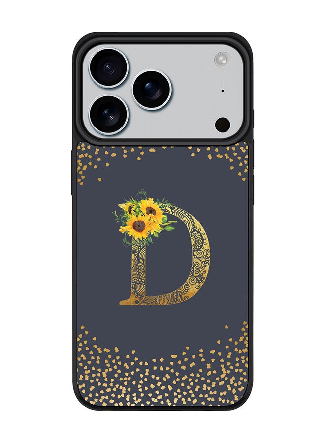 Stylizedd iPhone 17 Pro Case, [Compatible with MagSafe] Slim Magnetic cover Phone Case iPhone 17 Pro -Custom Floral Monogram - D  (Grey ) - Image 1