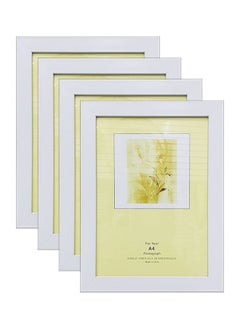 Decorhills Decorhills A4 Certificate and Picture Frame Pack of 4, 25x34cm White Wood Grain Finish with Glass Front, Wall Mount & Tabletop Display for Awards, Diplomas, and Photos  - Image 1