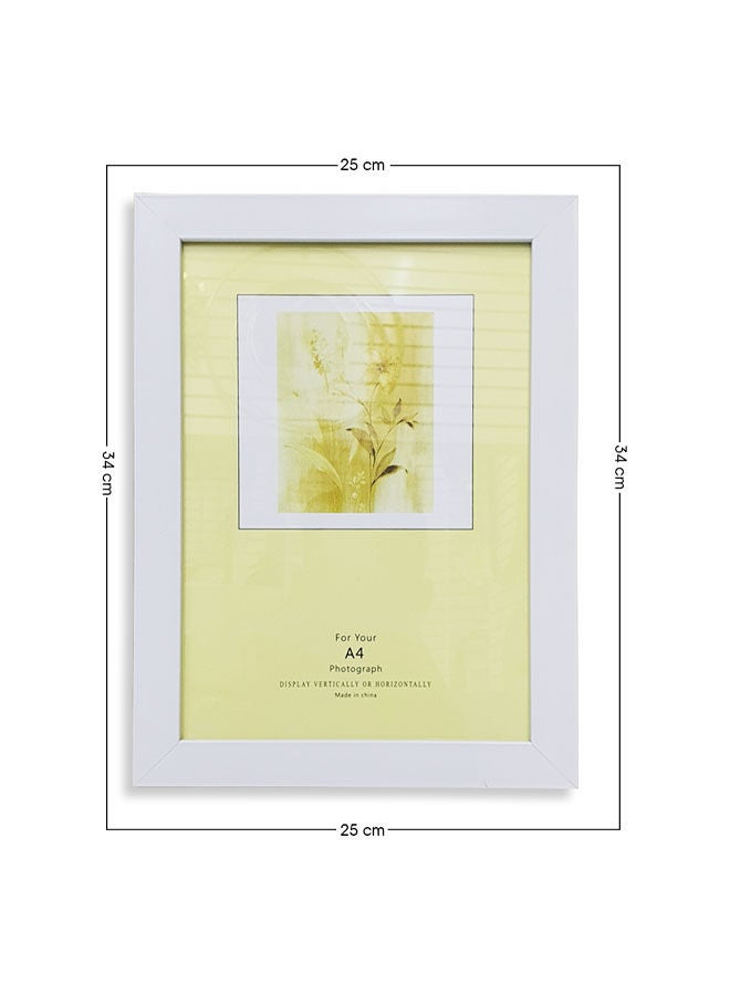 إطار ديكورهيلز لشهادات وصور A4 - طقم من 4، بحجم 25×34 سم، بلمسة خشبية بيضاء مع واجهة زجاجية، قابل للتثبيت على الحائط أو الوضع على الطاولة، مثالي للجوائز، الشهادات، والصور