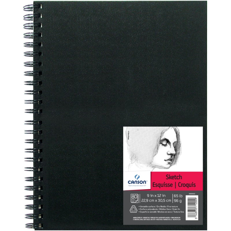Canson Artist Series Sketch Book Paper Pad, for Pencil and Charcoal, Acid Free, Wire Bound, 65 Pound, 9 x 12 Inch, 80 Sheets - Image 1