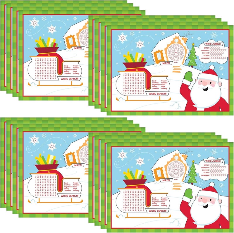 Creative Converting Holiday Placemats  16 Count Coloring Activity Place Mats  Paper Disposable Party Supplies Set for Christmas Winter Dinner Events for Kids - Image 1