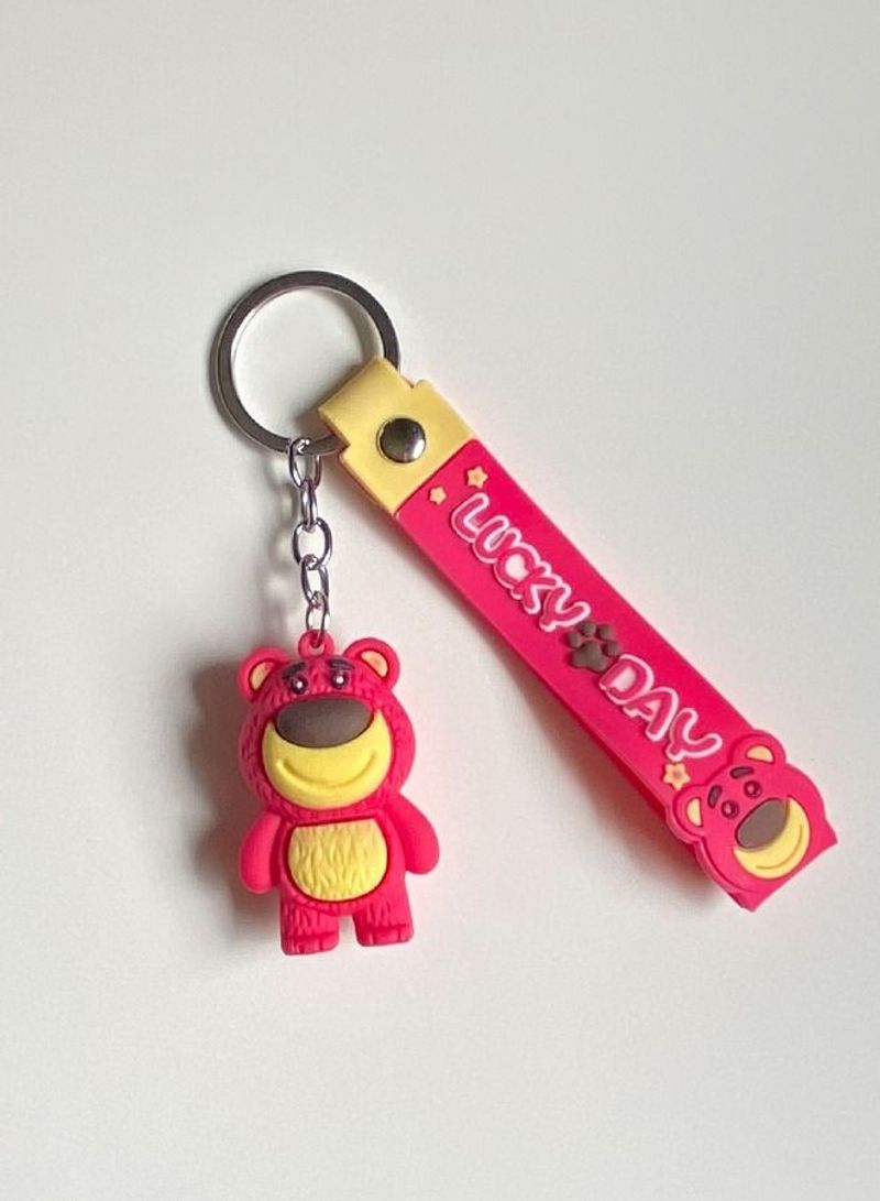 Multifunctional keychain in the shape of cartoon with ribbon with the words LUCKY DAY for easy of use