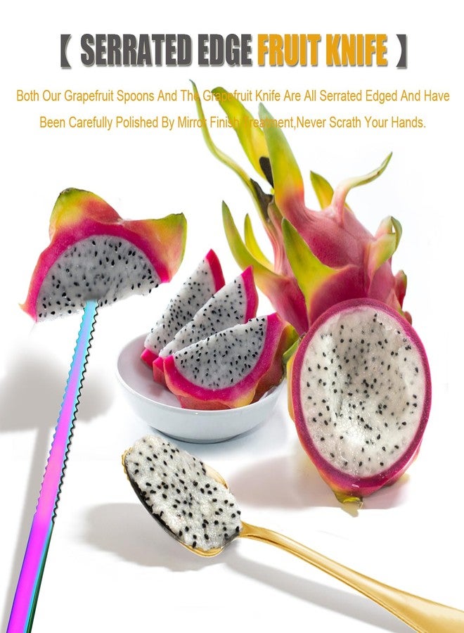 Cosmer Serrated Edge Grapefruit Spoons Stainless Steel Grapefruit Utensil Tool Dessert Fruit Spoons for Citrus Lemon Kiwi Salads Melon Lime Pitaya Apple Fruit Puree (Silver) - Image 5