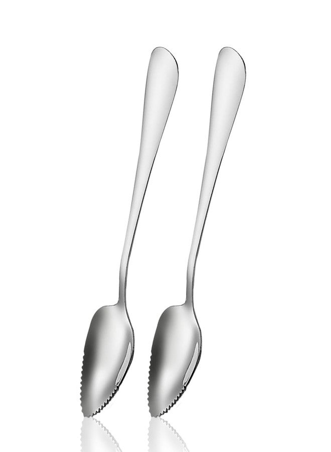 Cosmer Serrated Edge Grapefruit Spoons Stainless Steel Grapefruit Utensil Tool Dessert Fruit Spoons for Citrus Lemon Kiwi Salads Melon Lime Pitaya Apple Fruit Puree (Silver) - Image 1