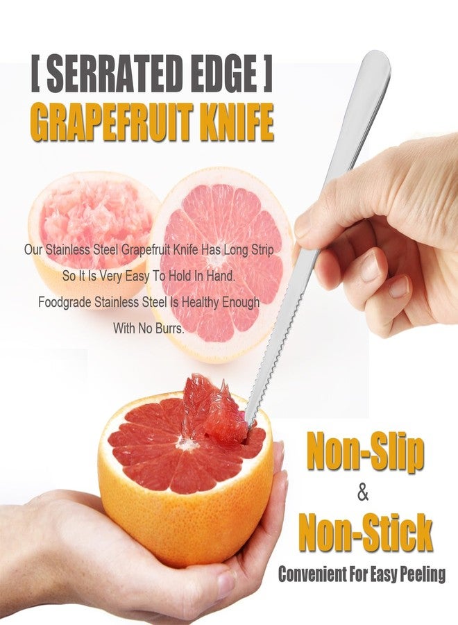 Cosmer Serrated Edge Grapefruit Spoons Stainless Steel Grapefruit Utensil Tool Dessert Fruit Spoons for Citrus Lemon Kiwi Salads Melon Lime Pitaya Apple Fruit Puree (Silver) - Image 3
