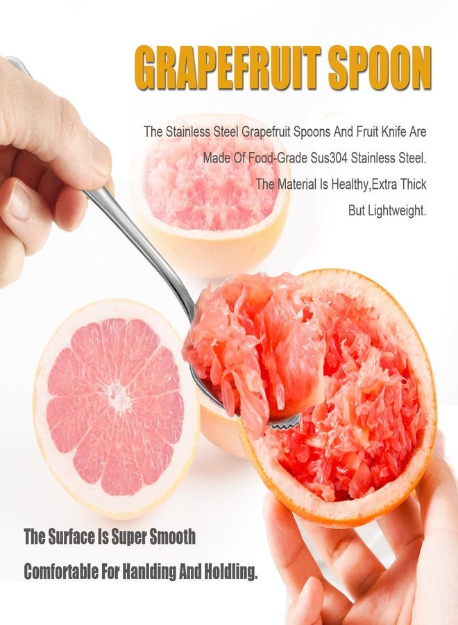 Cosmer Serrated Edge Grapefruit Spoons Stainless Steel Grapefruit Utensil Tool Dessert Fruit Spoons for Citrus Lemon Kiwi Salads Melon Lime Pitaya Apple Fruit Puree (Silver) - Image 2