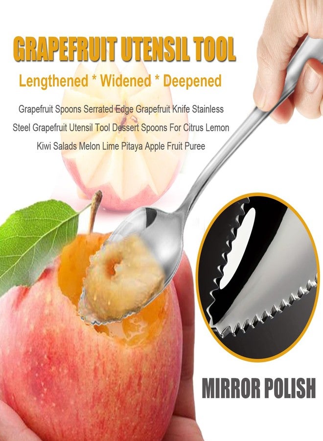 Cosmer Serrated Edge Grapefruit Spoons Stainless Steel Grapefruit Utensil Tool Dessert Fruit Spoons for Citrus Lemon Kiwi Salads Melon Lime Pitaya Apple Fruit Puree (Silver) - Image 4