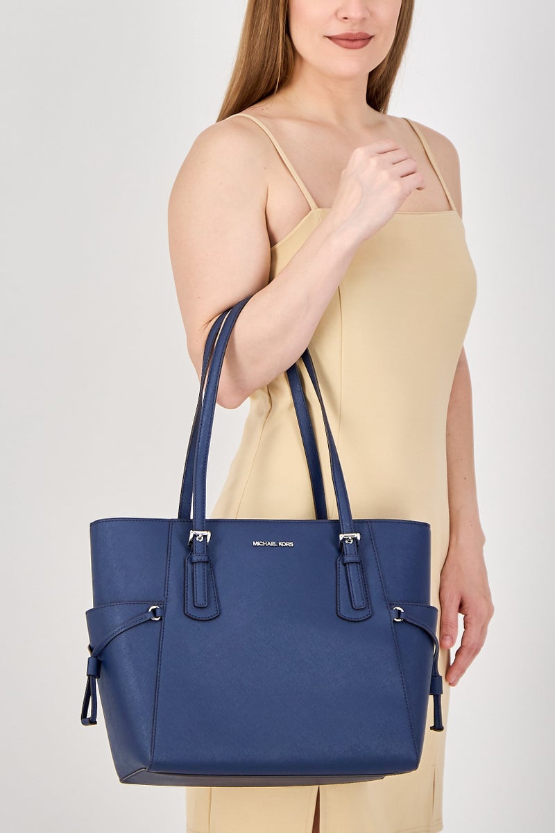 Michael Kors Women Brand Logo Tote, Navy - Image 2