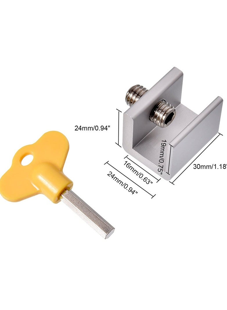 Pack Of 4 Sliding Window Lock With Security Lock Silver/Yellow 1.18 x 0.94 x 0.9inch  - Image 2