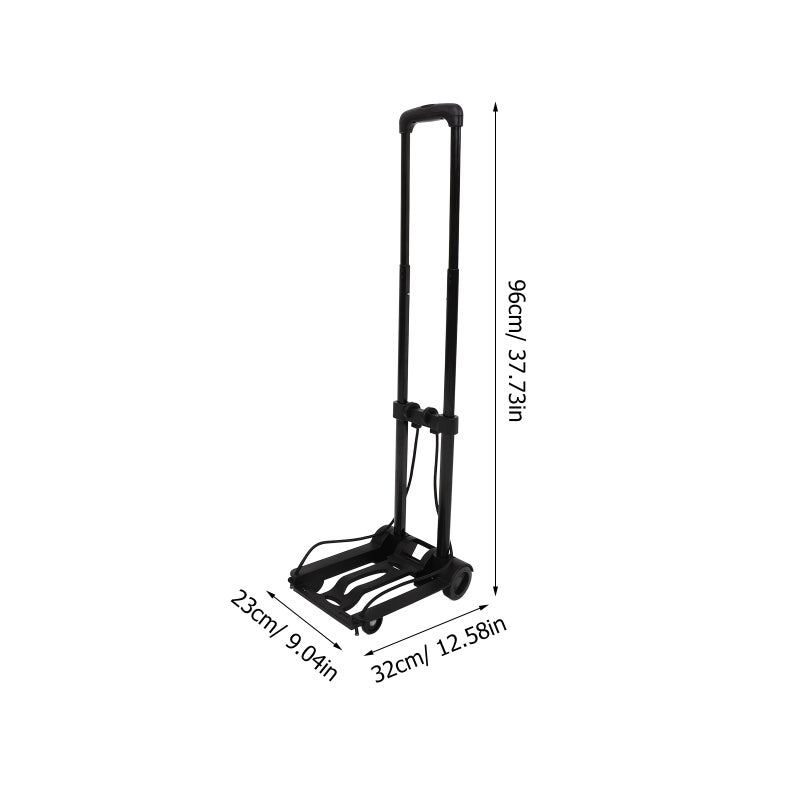 Foldable Trolley Metal Frame Smooth Double-hook Rope Rolling Wheels Folding Hand Moving Cart for Daily Use and Travel - Image 5