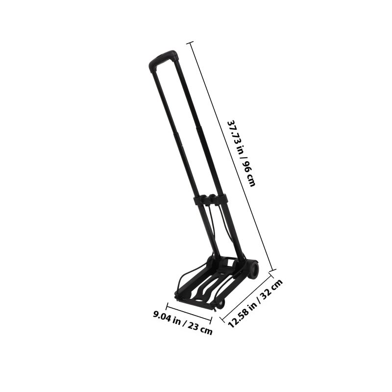 Foldable Trolley Metal Frame Smooth Double-hook Rope Rolling Wheels Folding Hand Moving Cart for Daily Use and Travel - Image 2