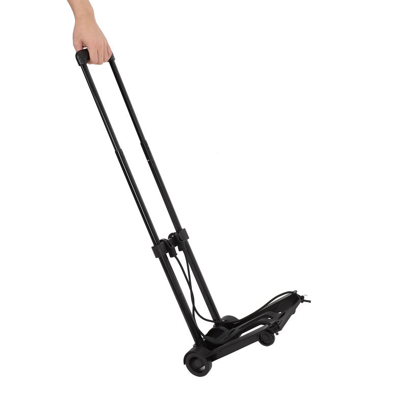 Foldable Trolley Metal Frame Smooth Double-hook Rope Rolling Wheels Folding Hand Moving Cart for Daily Use and Travel - Image 4