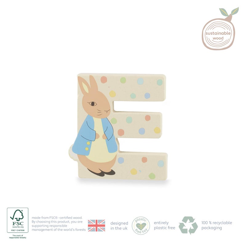 BreathableBaby Peter Rabbit Wooden Letters by Orange Tree Toys, Letter E with Peter - Alphabet Animal Letter for Personalised Baby Name, Toy Box, Door, Wall Decorations, Animals Nursery Decor, Boys Girls Bedroom - Image 2
