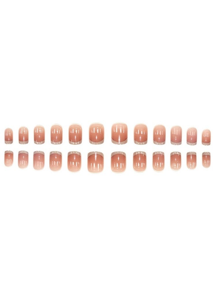 GlamKit 24-Piece French Gradient Wearable Nails, Short Style, Versatile, Removable, No Damage to Nails, Finished Nails Suitable for Girls - Image 2