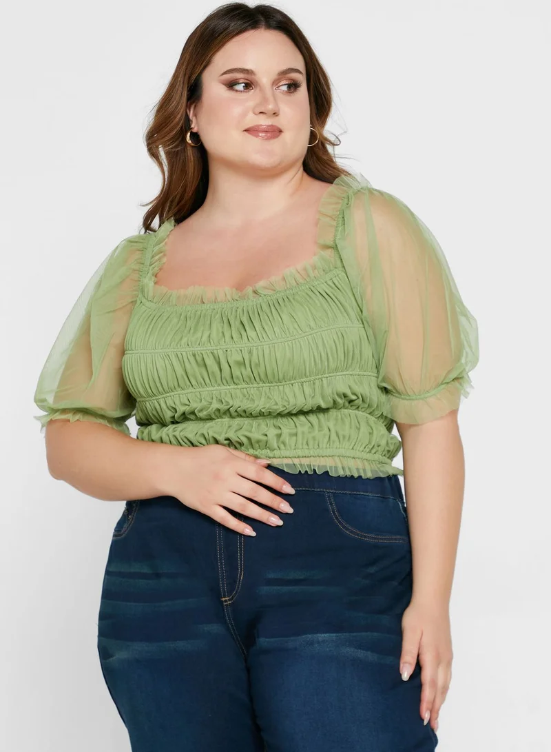 Ginger Plus Gathered Tulle Top