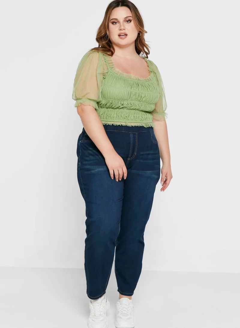 Ginger Plus Gathered Tulle Top