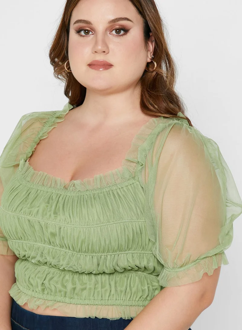 Ginger Plus Gathered Tulle Top