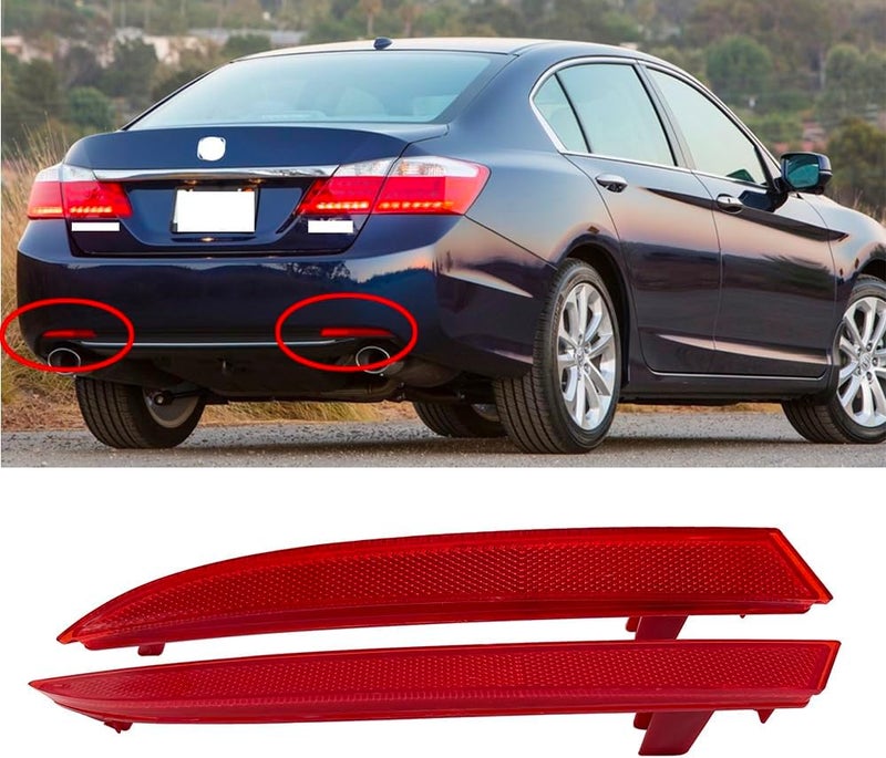 LFONEIBGG For 2013-2015 Honda Accord Sedan Rear Mounted Bumper Reflector Left & Right Pair Set Red Marker Lights Lens Trim 33505T2AA01 33555T2AA01 - Image 1