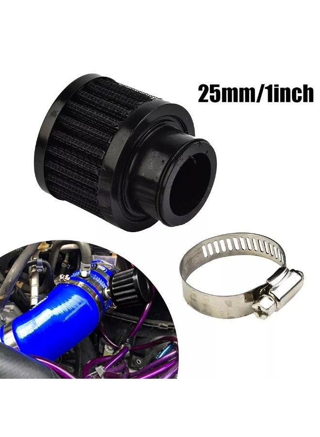 2Pcs 25mm Universal Air Intake Filter with Adjustable Clamp, 1" Auto Air Filter Vent Crankcase Breathe, Car Air Filter Cold Breather Turbo Vent Cleaner Accessory for Car and Motorcycle - Image 2