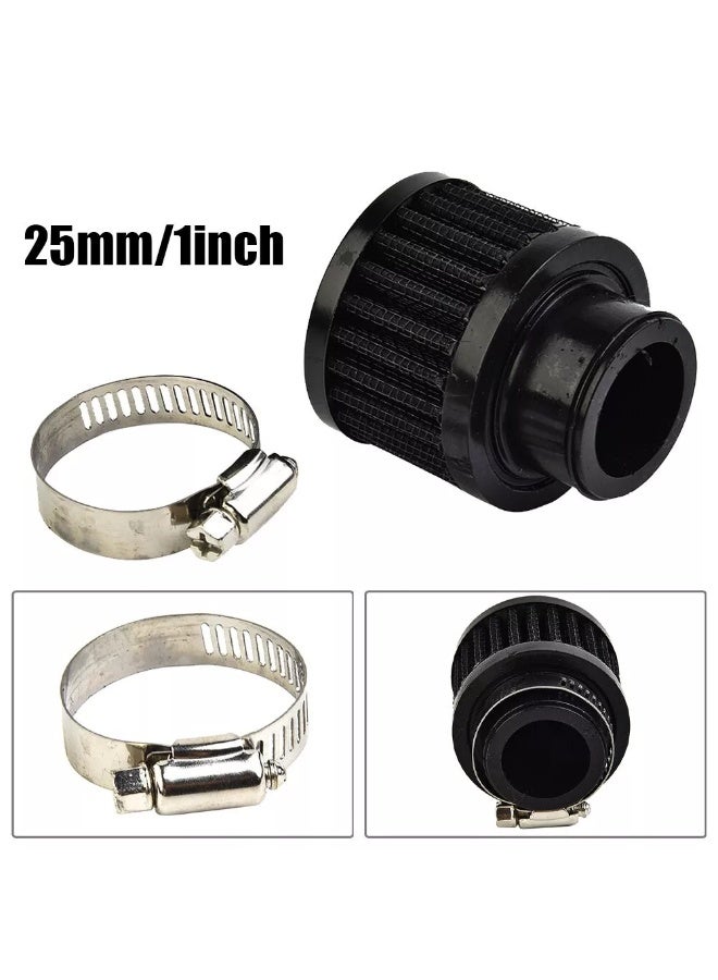 2Pcs 25mm Universal Air Intake Filter with Adjustable Clamp, 1" Auto Air Filter Vent Crankcase Breathe, Car Air Filter Cold Breather Turbo Vent Cleaner Accessory for Car and Motorcycle - Image 3