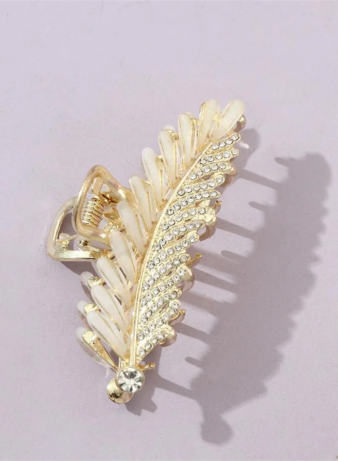 Take Two Take Two Leaf Shape Rhinestone Embellished Claw Clip