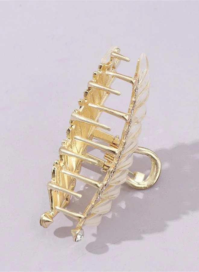 Take Two Take Two Leaf Shape Rhinestone Embellished Claw Clip