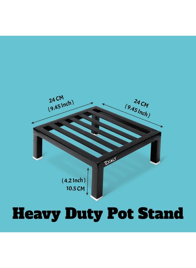 EXALT® Flower Pot Stand Outdoor Plants / Pot Stands For Indoor plant of High Grade Metal in Black Color (Pack Of 2) - Image 2