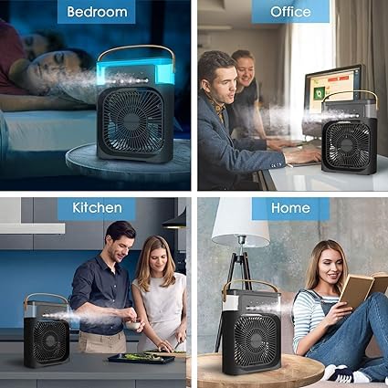 TRIDEO Portable Air Conditioner Fan, Mini Evaporative Air Cooler with 7 Colors LED Light for Home-Office-Artic-Cooler-3In1-Conditioner-Humidifier-Purifier-Mini-Cooler-air-conditioners black_ShA11 - Image 5