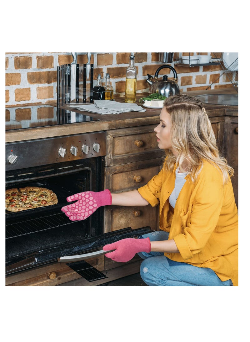 SYOSI BBQ Gloves Women Oven Mitts: 932°F Heat Resistan Gloves - Grill Gloves for Kitchen Cooking Pot Holders  - Image 3
