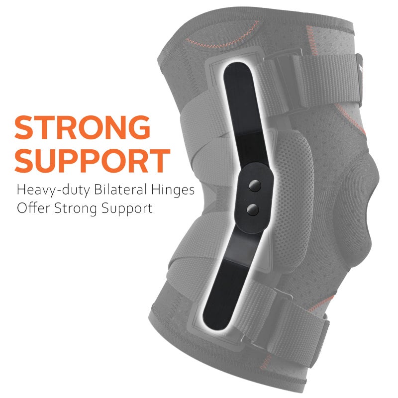 Omples Hinged Knee Brace for Knee Pain, Meniscus Tear Knee Support with Side Stabilizers for Men and Women Patella Knee Brace for Arthritis Pain Running Working Out Black (Large) - Image 4