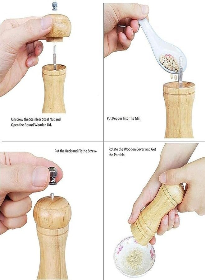 ERITIN Wooden Pepper Grinder, Manual Salt and Pepper Mill with Adjustable Coarseness Hand Operated Spice Grinder for Black Pepper Rock Salt Mixed Spices - Image 4