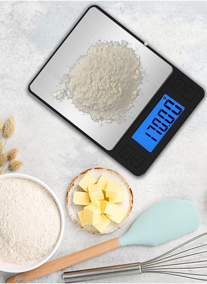 KUYING - Food Scale, 3kg/0.1g High Precision Digital Kitchen Scale for Food Ounces and Grams, Smart Weight Scale for Weight Loss, Coffee Cooking, Jewelry, Powder with LCD Display Black - Image 1