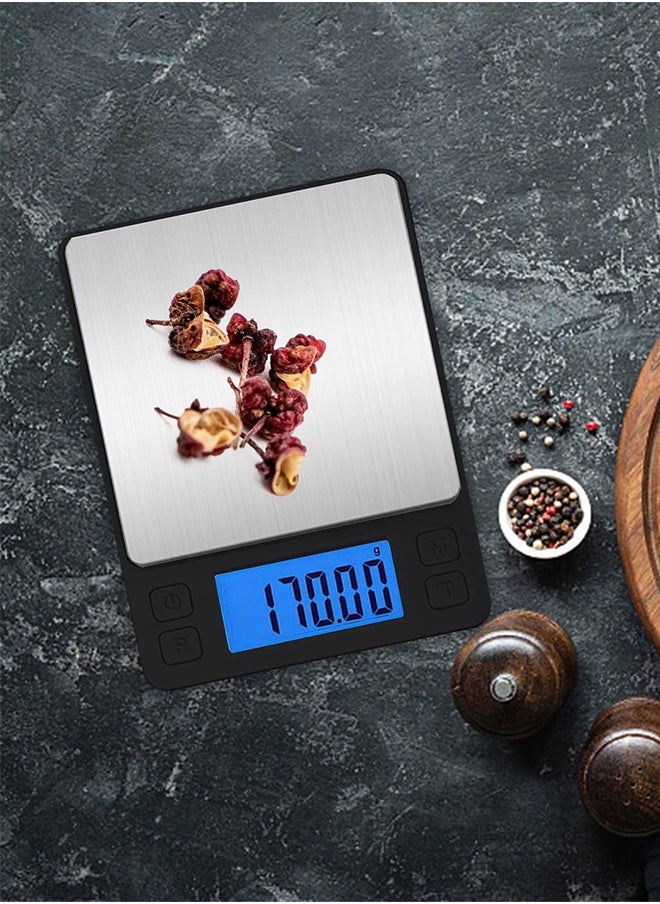 KUYING - Food Scale, 3kg/0.1g High Precision Digital Kitchen Scale for Food Ounces and Grams, Smart Weight Scale for Weight Loss, Coffee Cooking, Jewelry, Powder with LCD Display Black - Image 1