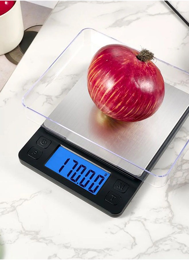 KUYING - Food Scale, 3kg/0.1g High Precision Digital Kitchen Scale for Food Ounces and Grams, Smart Weight Scale for Weight Loss, Coffee Cooking, Jewelry, Powder with LCD Display Black - Image 1