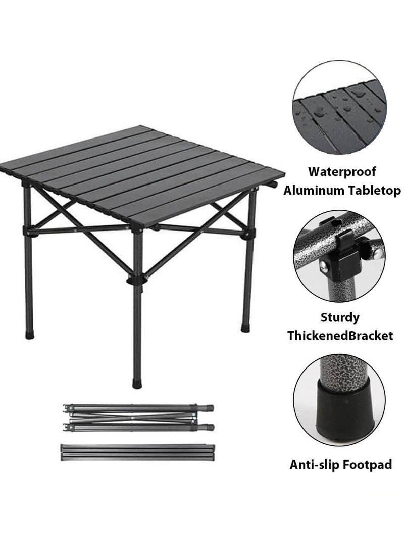 Leon Home 3-Piece Folding Camping Table and Chairs Set, Portable Outdoor Picnic Table with 2 Chairs, Lightweight Aluminum Frame, Easy to Carry for Camping, Beach, BBQ, Garden - Image 2