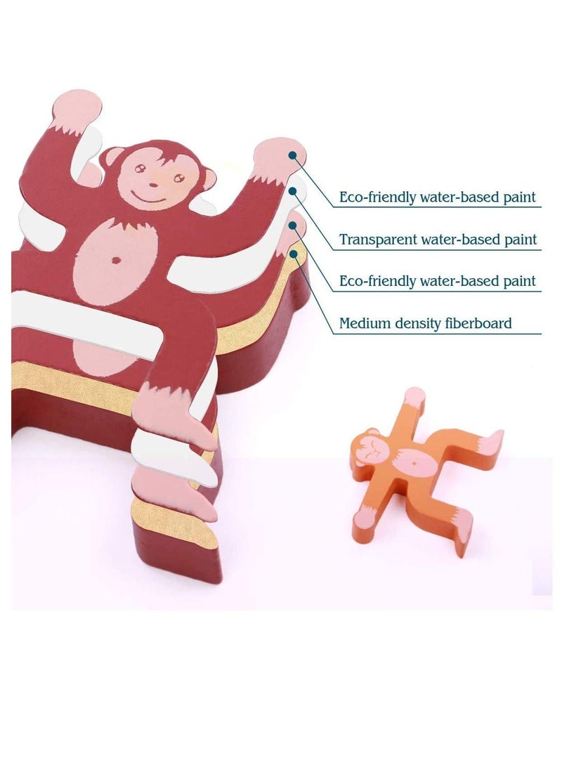 Wooden Monkey Balancing Blocks Interlock Stacking Games Toddlers Educational Development Gift 3D Puzzle Toy Home Decor Party High Building for Age 3 4 5 6 Years Old, 16 Pcs