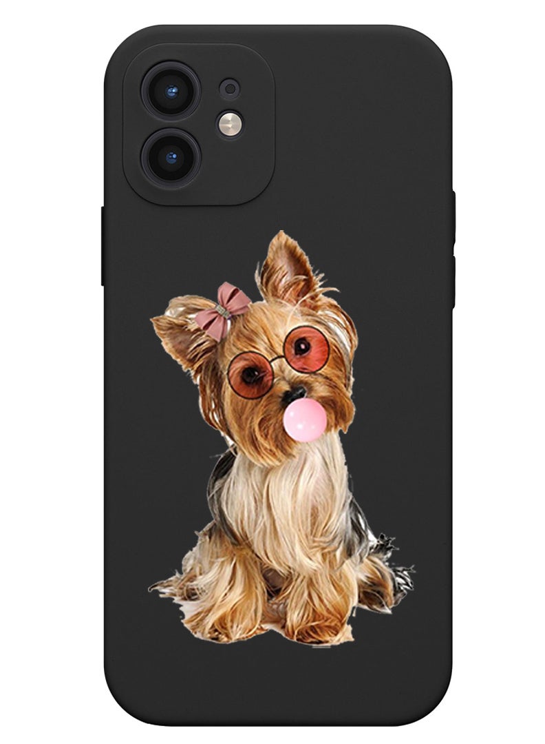 Theodor Protective Slim Fit Case Liquid Silicone Cover with Full Body Protection Anti-Scratch Shockproof Case For iPhone 12 Black  - Dog - Image 1