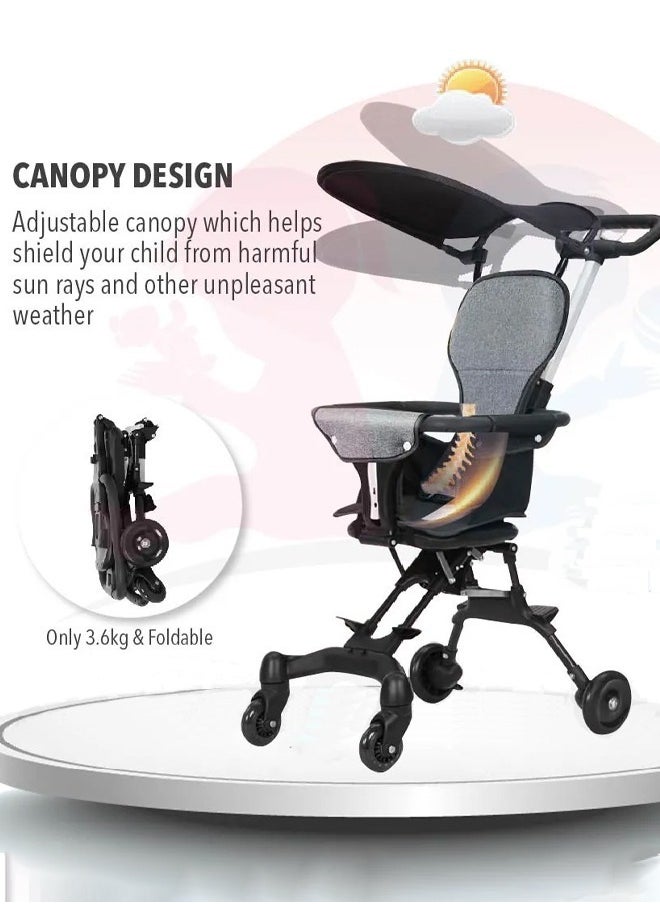Aissiora - Lightweight Travel Stroller with Reversible Toddler Seat Adjustable Handles Compact Baby Stroller for Travel Foldable Travel Stroller for Toddlers Aged - Image 1