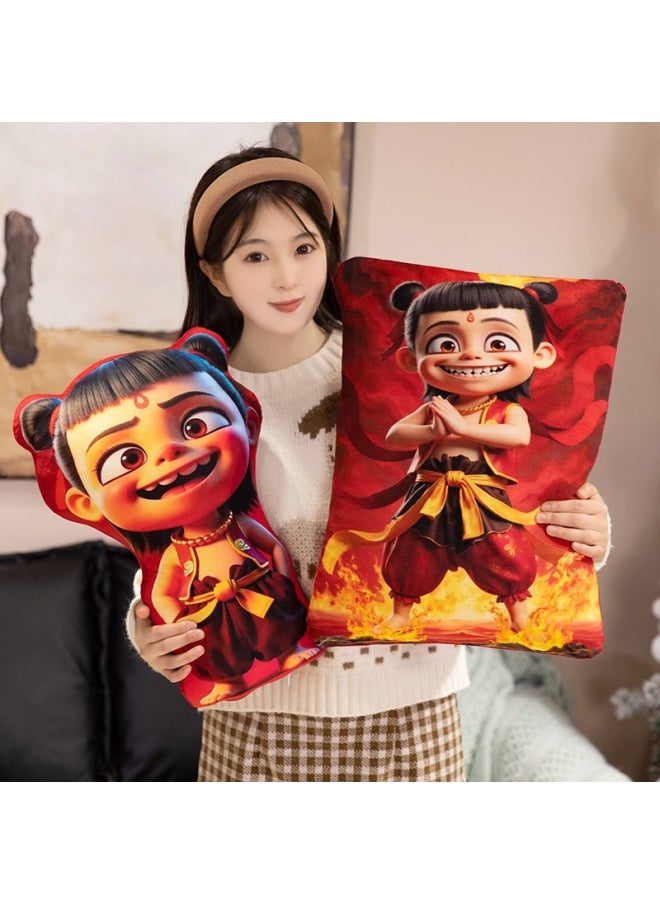 Ne Zha 2 Pillow Ao Bing Magic Child Sea Dragon King Ao Guang Ao Leap Living Room Sofa Pillow Bedroom Bedside Cushion-Color:Long-evil Smile Nezha 18*36*15cm/0.25kg-Height:-cm  - Image 2