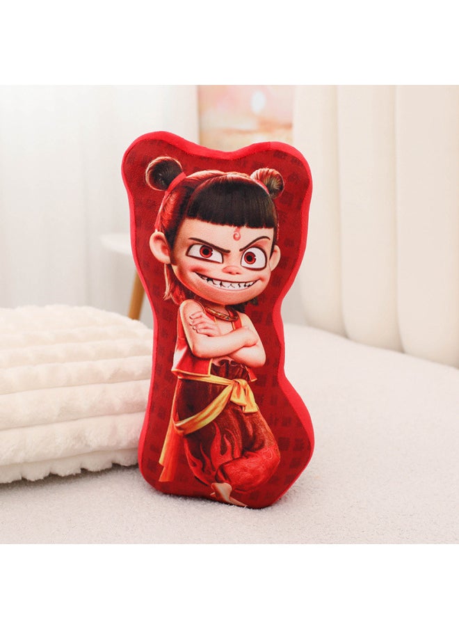 Ne Zha 2 Pillow Ao Bing Magic Child Sea Dragon King Ao Guang Ao Leap Living Room Sofa Pillow Bedroom Bedside Cushion-Color:Long-evil Smile Nezha 18*36*15cm/0.25kg-Height:-cm  - Image 1