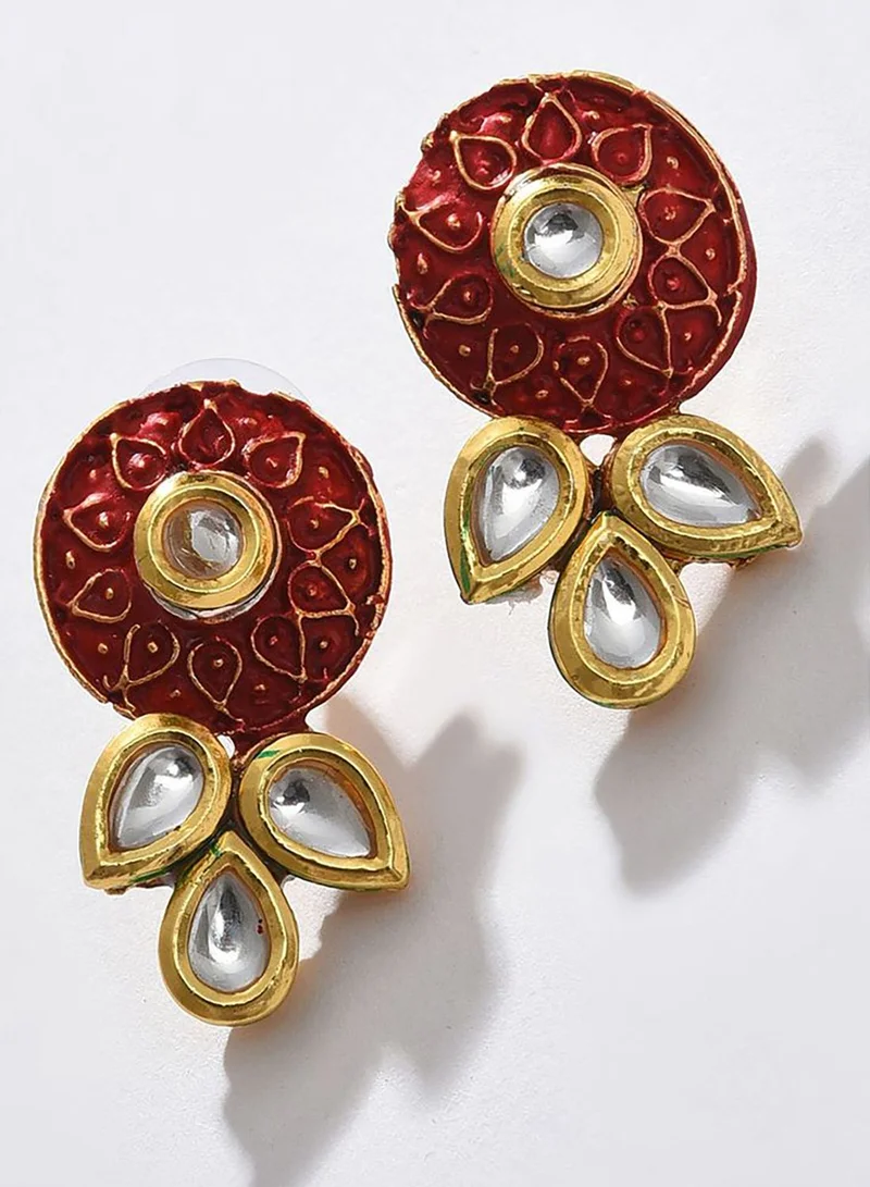 SOHI Gold Plated Kundan Pearl Necklace and Earrings Set