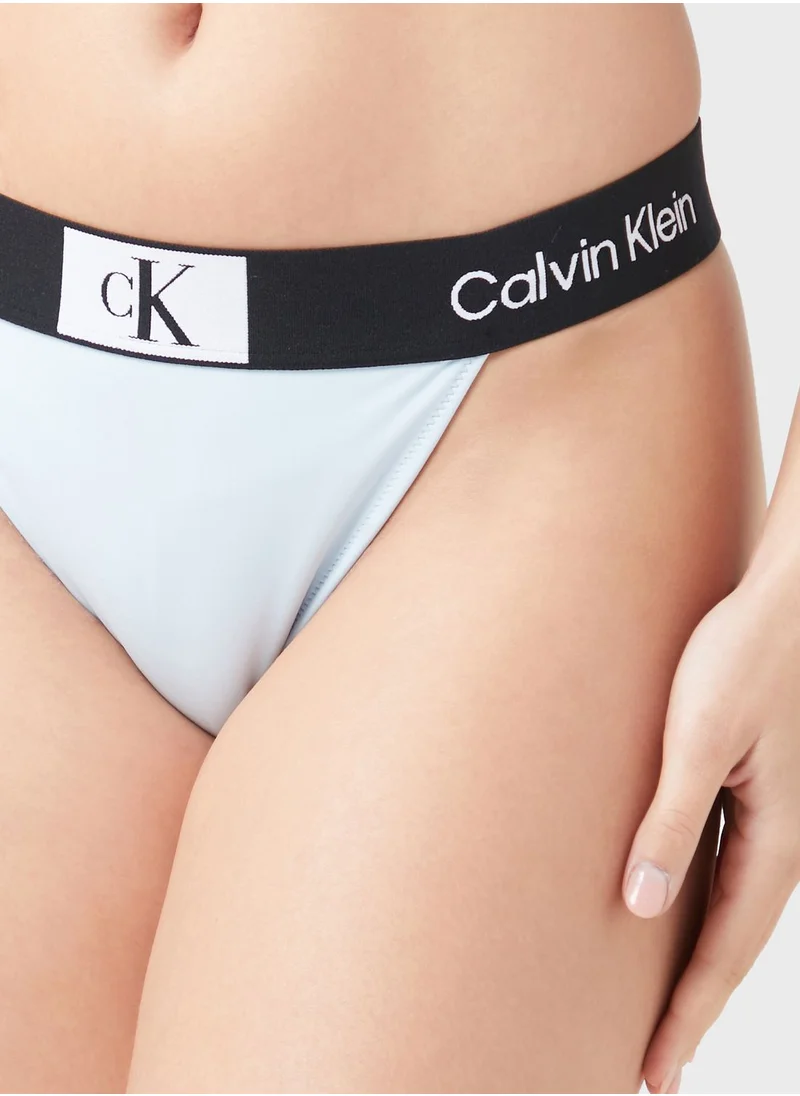 CALVIN KLEIN Logo High Leg Bikini Bottom