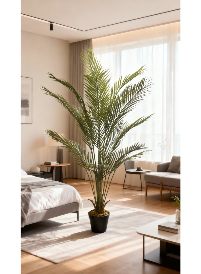 Noon East Palm 150cm (5 ft) Tall Artificial Tree with Pot | Floor Plant with Lifelike Design & Texture - Green | Decorative Natural Texture Tree for Home, Living Room, Study & Office spaces - Image 5